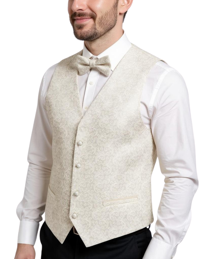 Ferrecci Mens PV50-9 Beige with Beige Back Vest Set