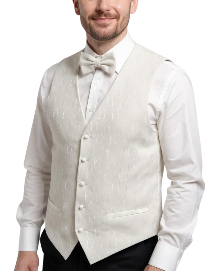 Ferrecci Mens PV100 - White with White Back Vest Set