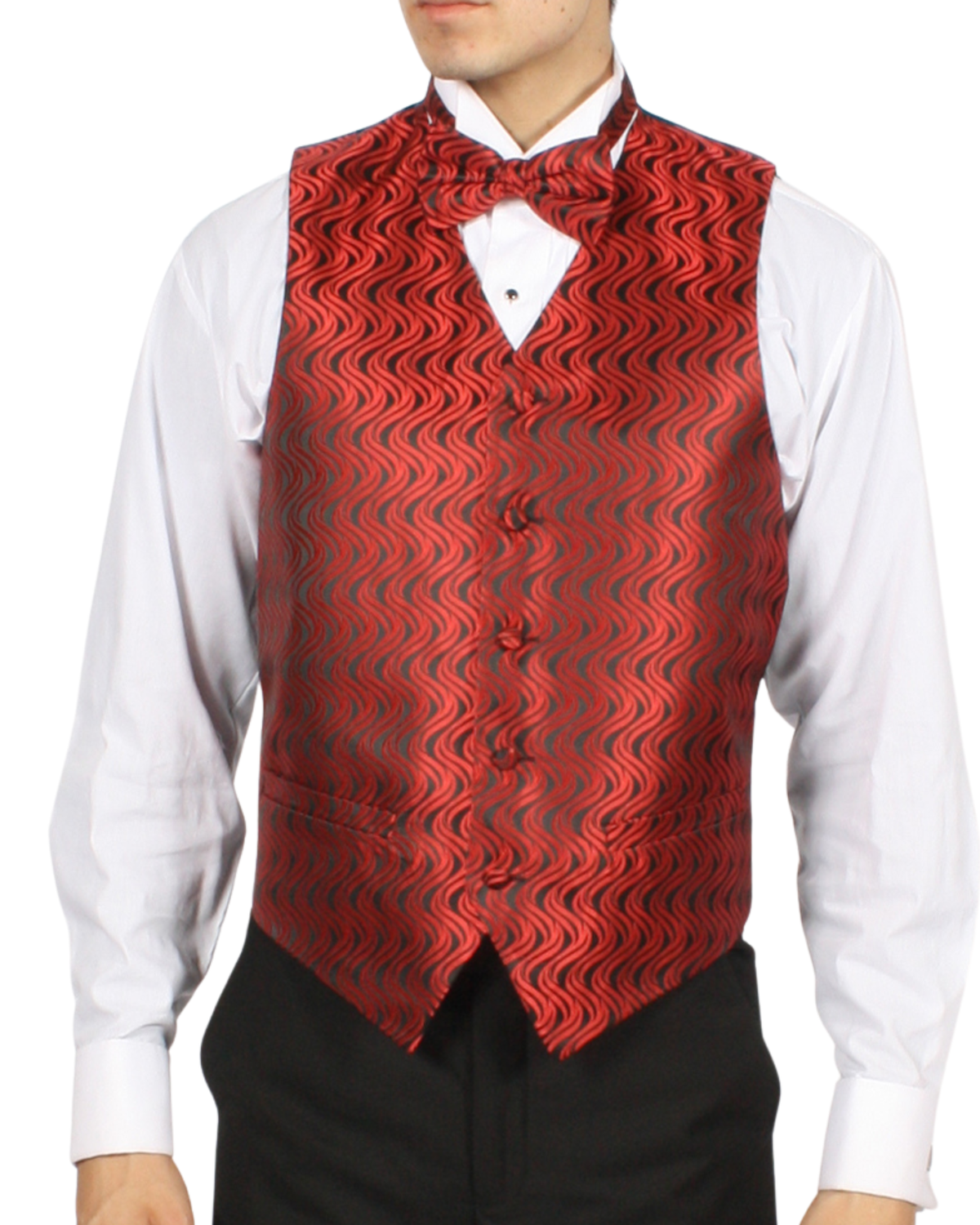 Ferrecci Mens PV150 - Red/Black with Black Back Adjustable Vest Set