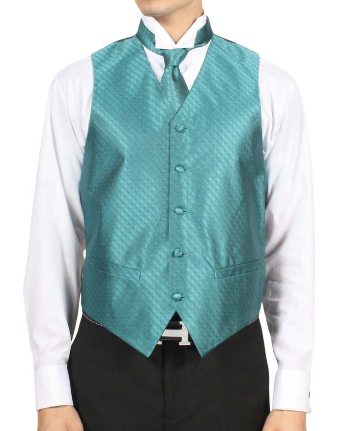 Ferrecci Mens PV300 - Blue Peacock with Black Back Adjustable Diamond Vest Set