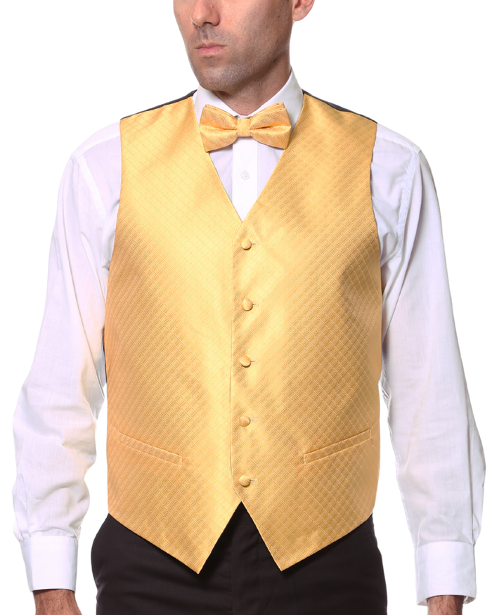 Ferrecci Mens  PV300 - Yellow with Black Back Adjustable Diamond Vest Set