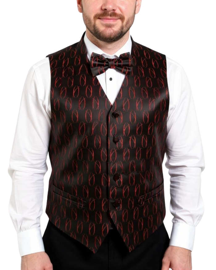 Ferrecci Mens PV100 - Black/Red with Black Back Vest Set