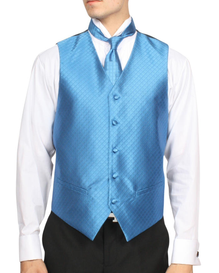 Ferrecci Mens PV300 - Royal Blue with Black Back Adjustable Diamond Vest Set