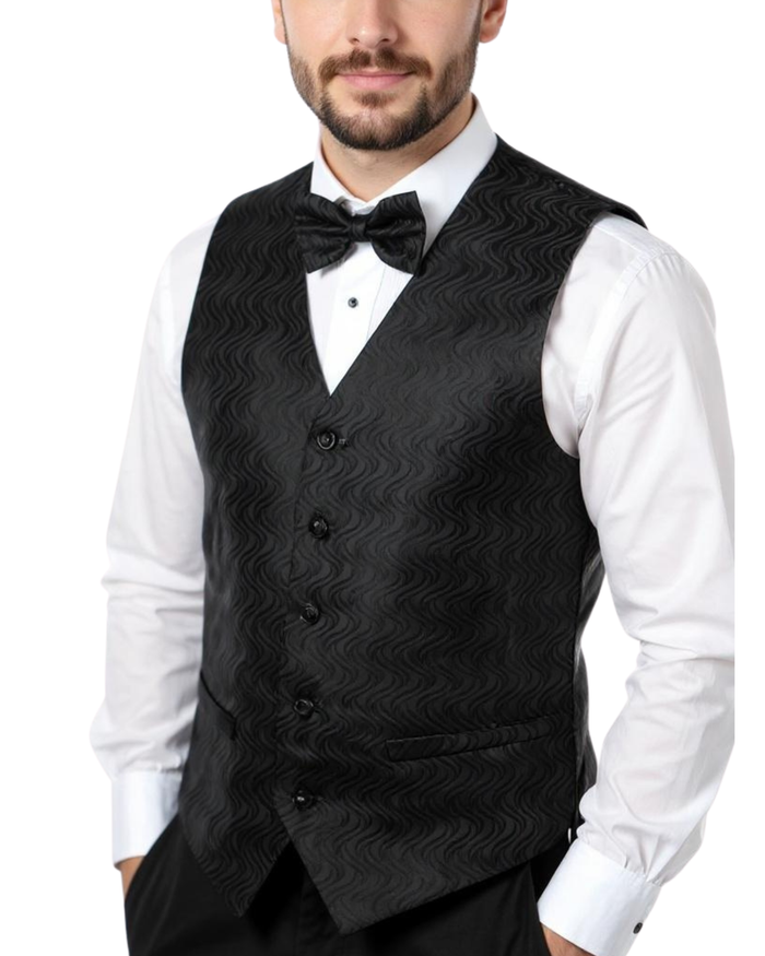 Ferrecci Mens PV150 - Black with Black Back Adjustable Vest Set