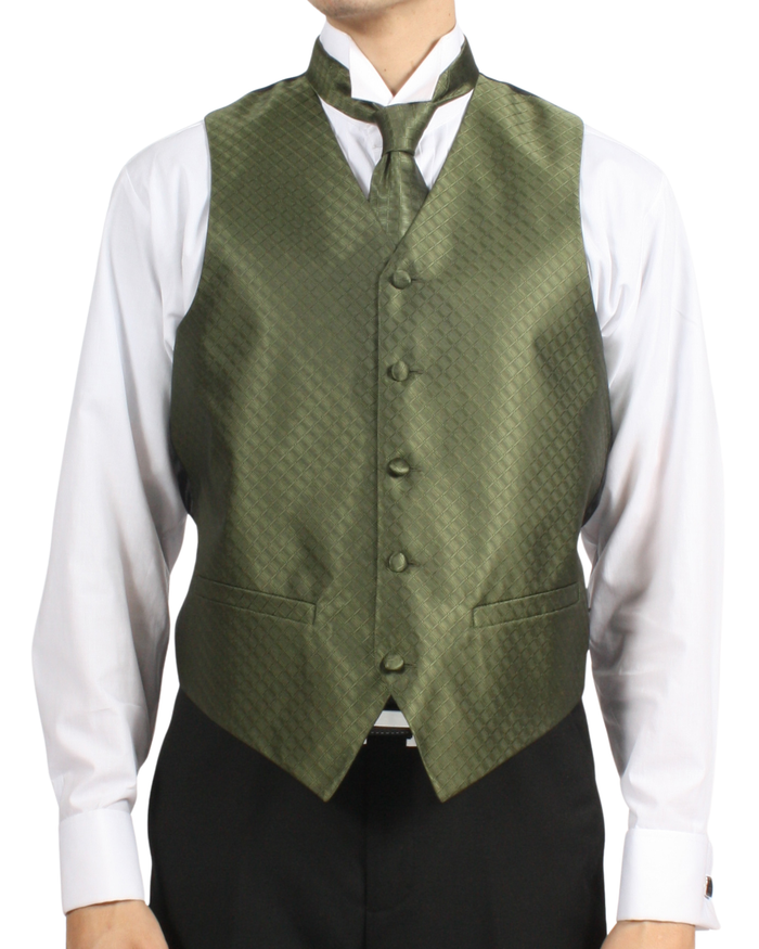 Ferrecci Mens PV300 - Olive with Black Back Adjustable Diamond Vest Set