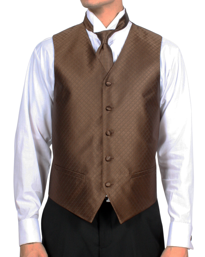 Ferrecci Mens PV300 - Brown with Black Back Adjustable Diamond Vest Set
