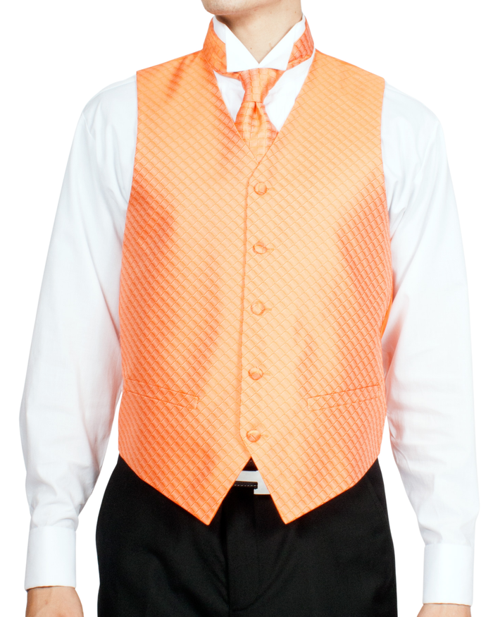 Ferrecci Mens PV300 - Orange with Black Back Adjustable Diamond Vest Set
