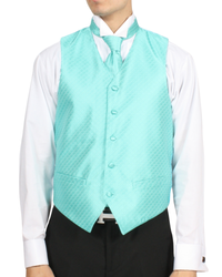 Ferrecci Mens PV300 - Aqua with White Back Adjustable Diamond Vest Set