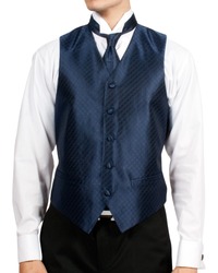 Ferrecci Mens PV300 - Navy with Black Back Adjustable Diamond Vest Set