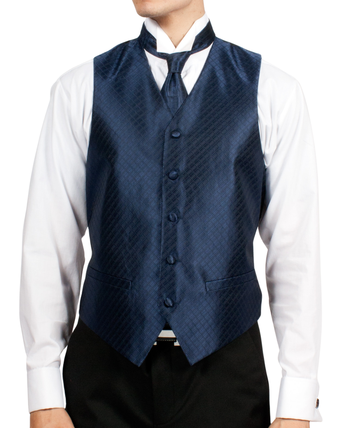 Ferrecci Mens PV300 - Navy with Black Back Adjustable Diamond Vest Set