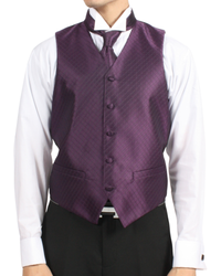 Ferrecci Mens PV300 - Dark Purple with Black Back Adjustable Diamond Vest Set