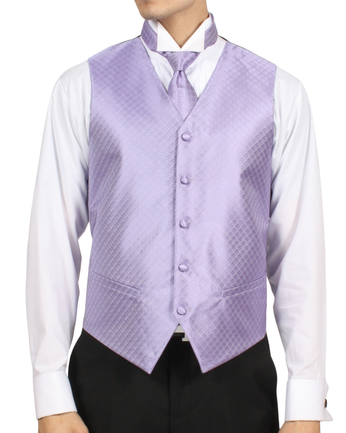 Ferrecci Mens PV300 - Lilac with Black Back Adjustable Diamond Vest Set