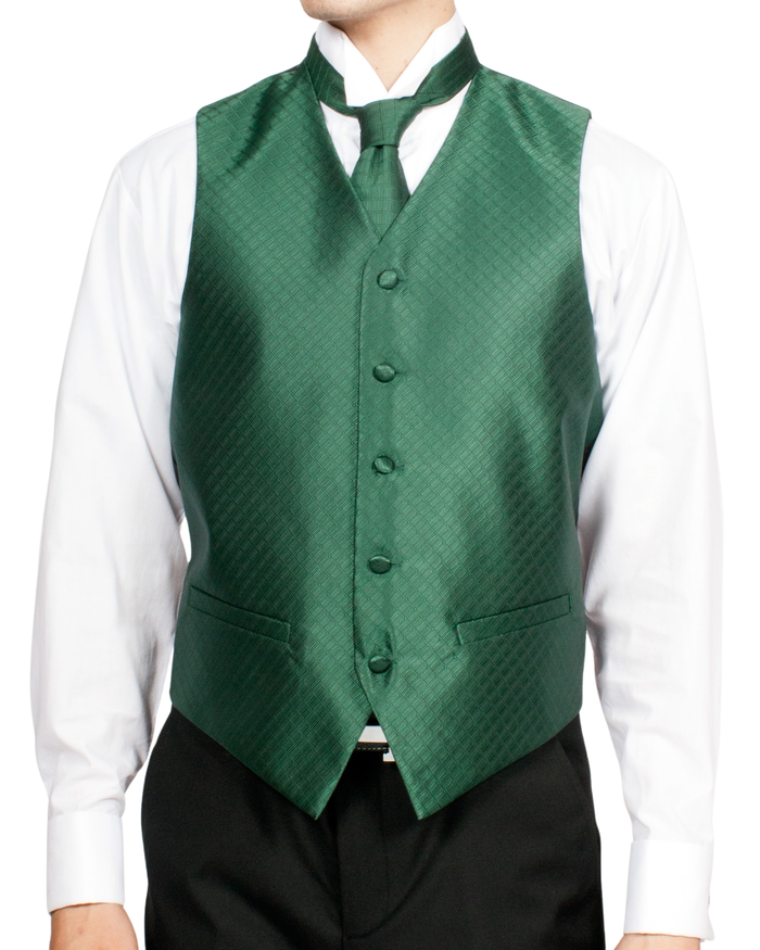 Ferrecci Mens PV300 - Dark Green with Black Back Adjustable Diamond Vest Set