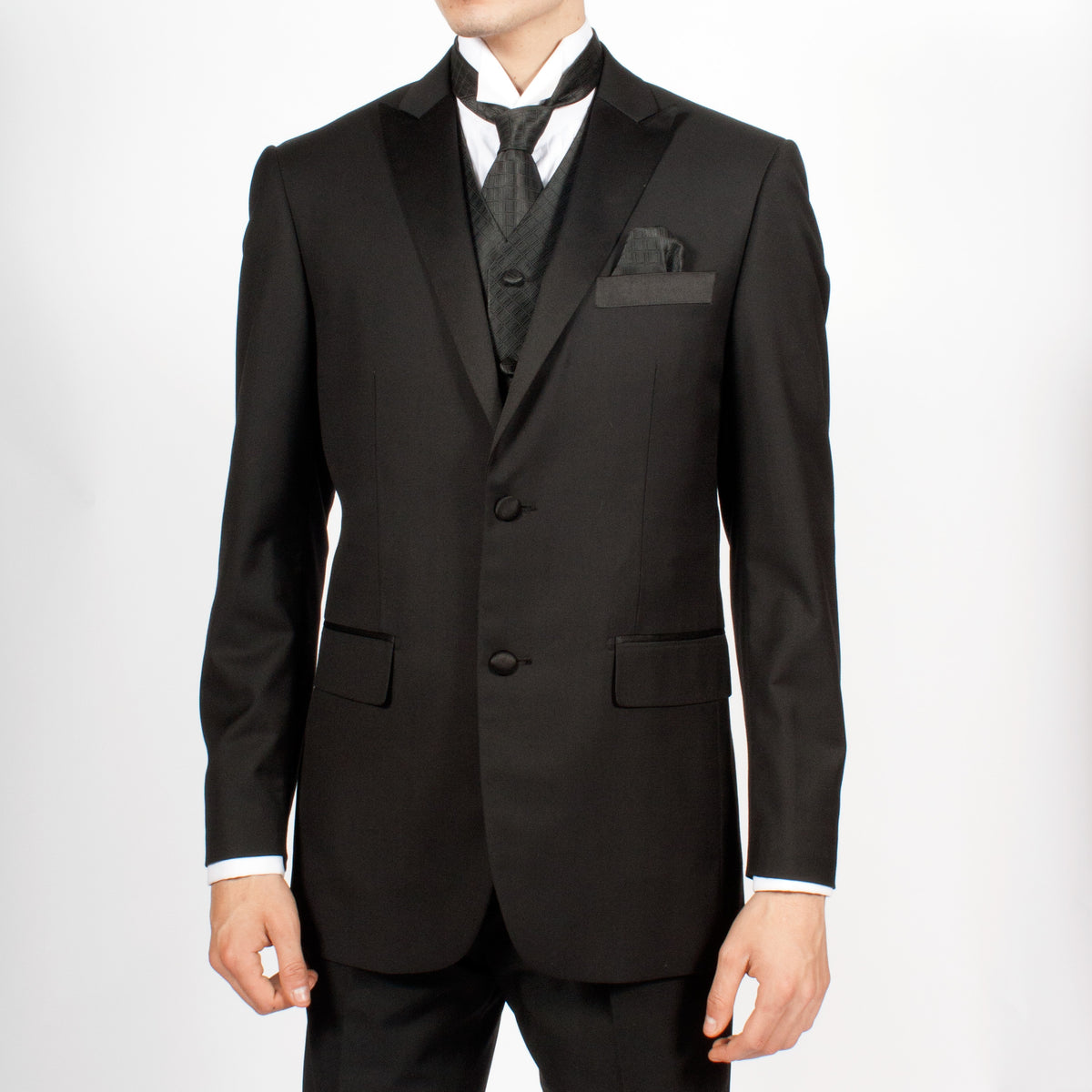 Ferrecci Mens PV300 - Black with Black Back Adjustable Diamond Vest Set