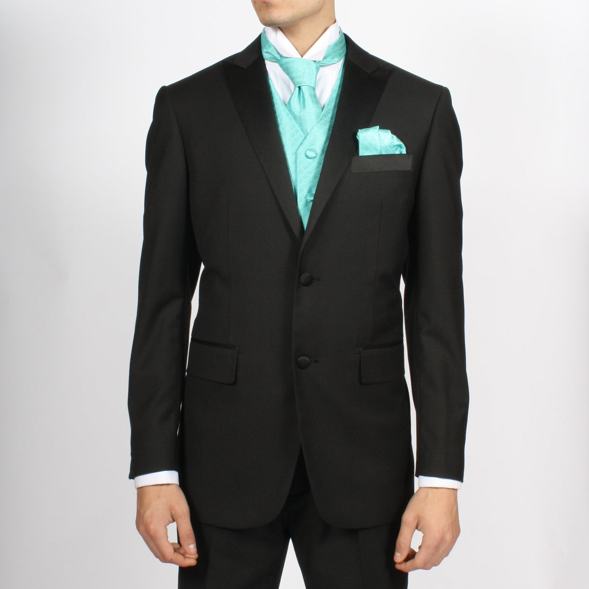 Ferrecci Mens PV300 - Aqua with Black Back Adjustable Diamond Vest Set