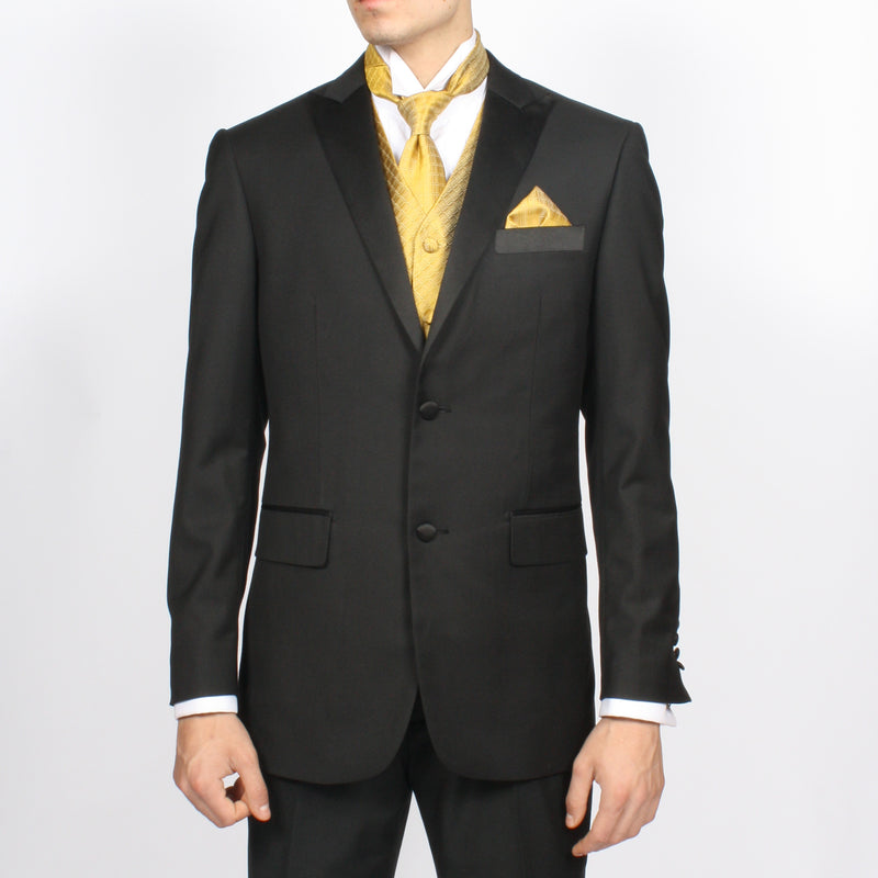 Ferrecci Mens PV300 - Gold with Black Back Adjustable Diamond Vest Set