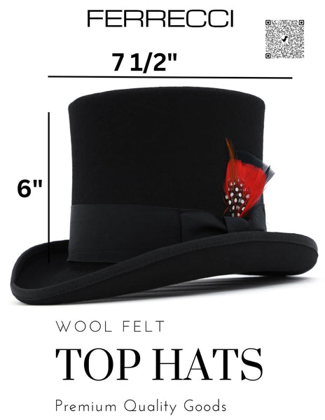 Black Wool Felt Victorian Top hat