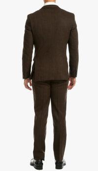 Bradford Cognac Slim Fit 3 Piece Tweed Suit - Ferrecci USA