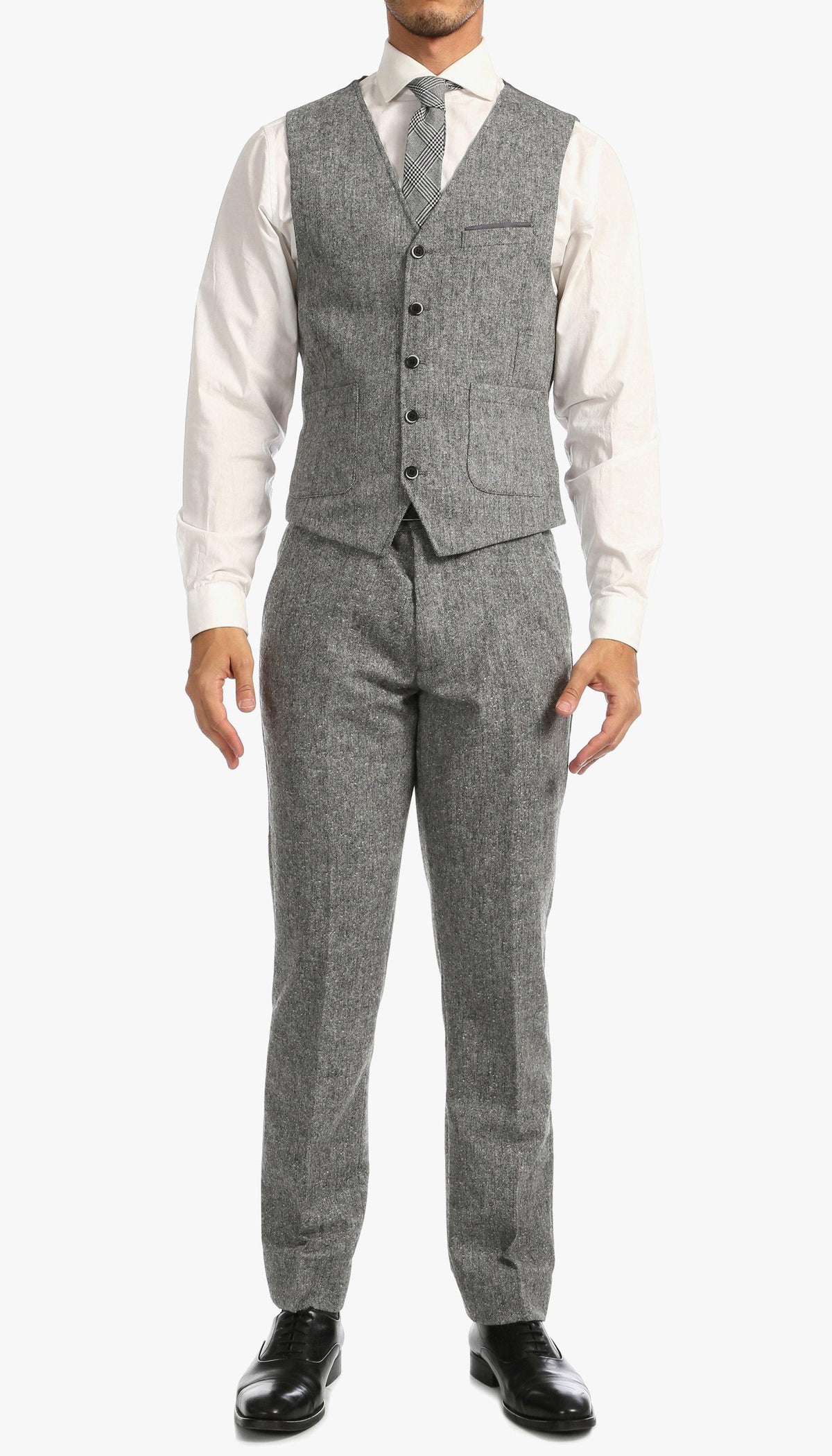 Bradford Grey Slim Fit 3 Piece Tweed Suit - Ferrecci USA
