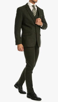 Bradford Hunter Green Slim Fit 3 Piece Tweed Suit - Ferrecci USA