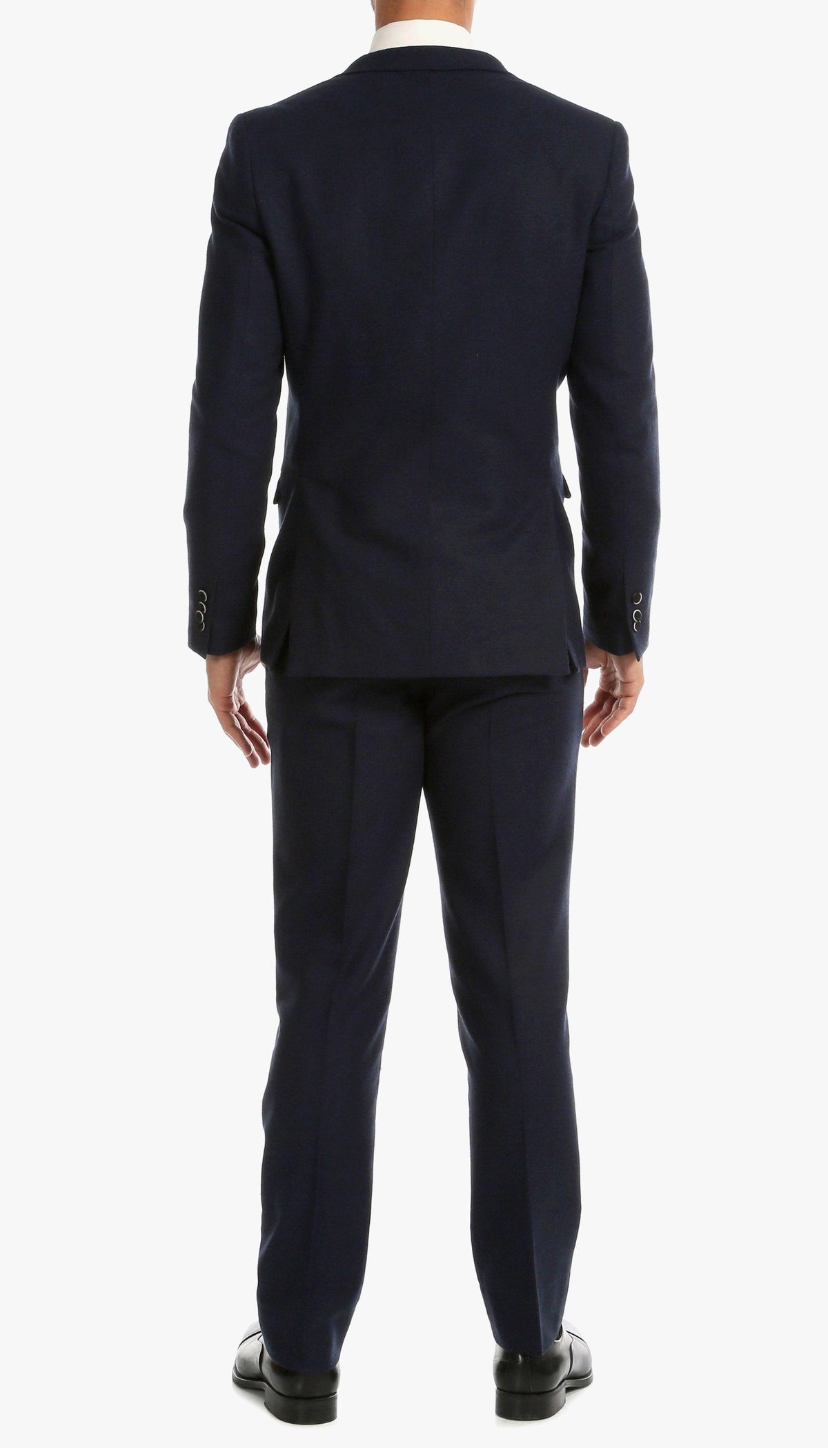 Bradford Navy Tweed With Slim Fit Suit With Five Button Vest - Ferrecci USA