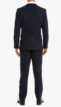 Bradford Navy Tweed With Slim Fit Suit With Five Button Vest - Ferrecci USA