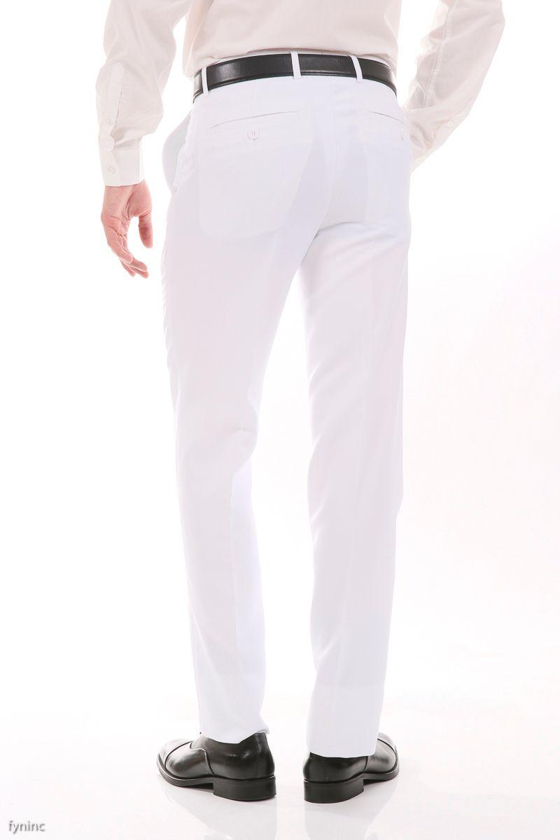 Ferrecci Men's Halo White Slim Fit Flat-Front Dress Pants - Ferrecci USA
