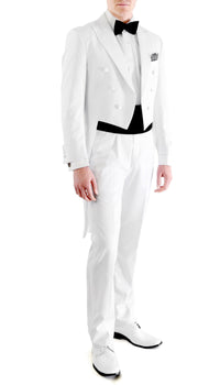 Ferrecci Men’s Regular Fit Peak Lapel White Tailcoat Tuxedo Set - Ferrecci USA