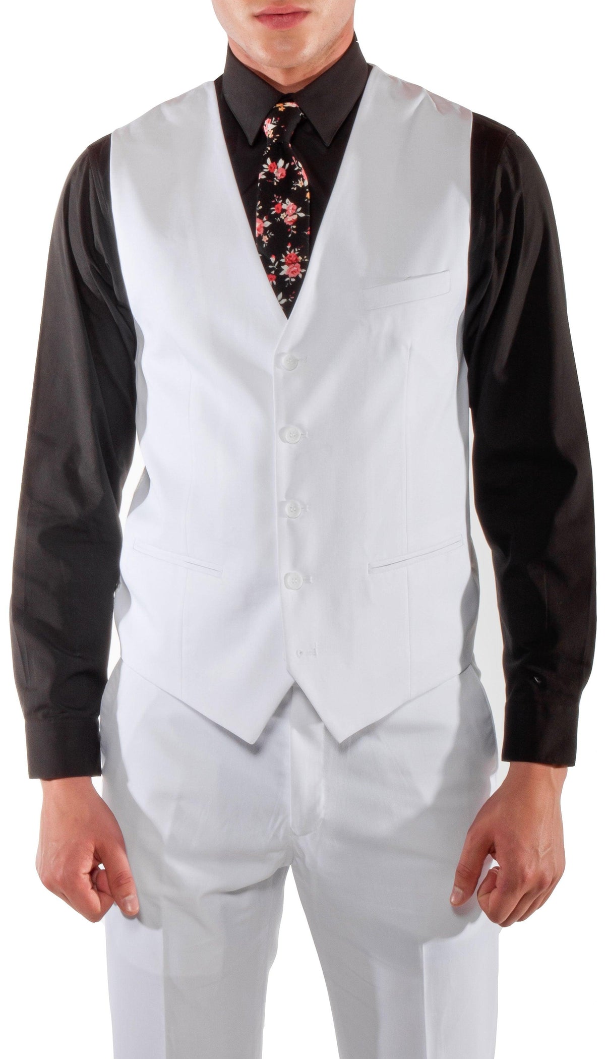 Ferrecci Men's Savannah White Slim Fit Two Button Notch Lapel Suit With Vest - Ferrecci USA