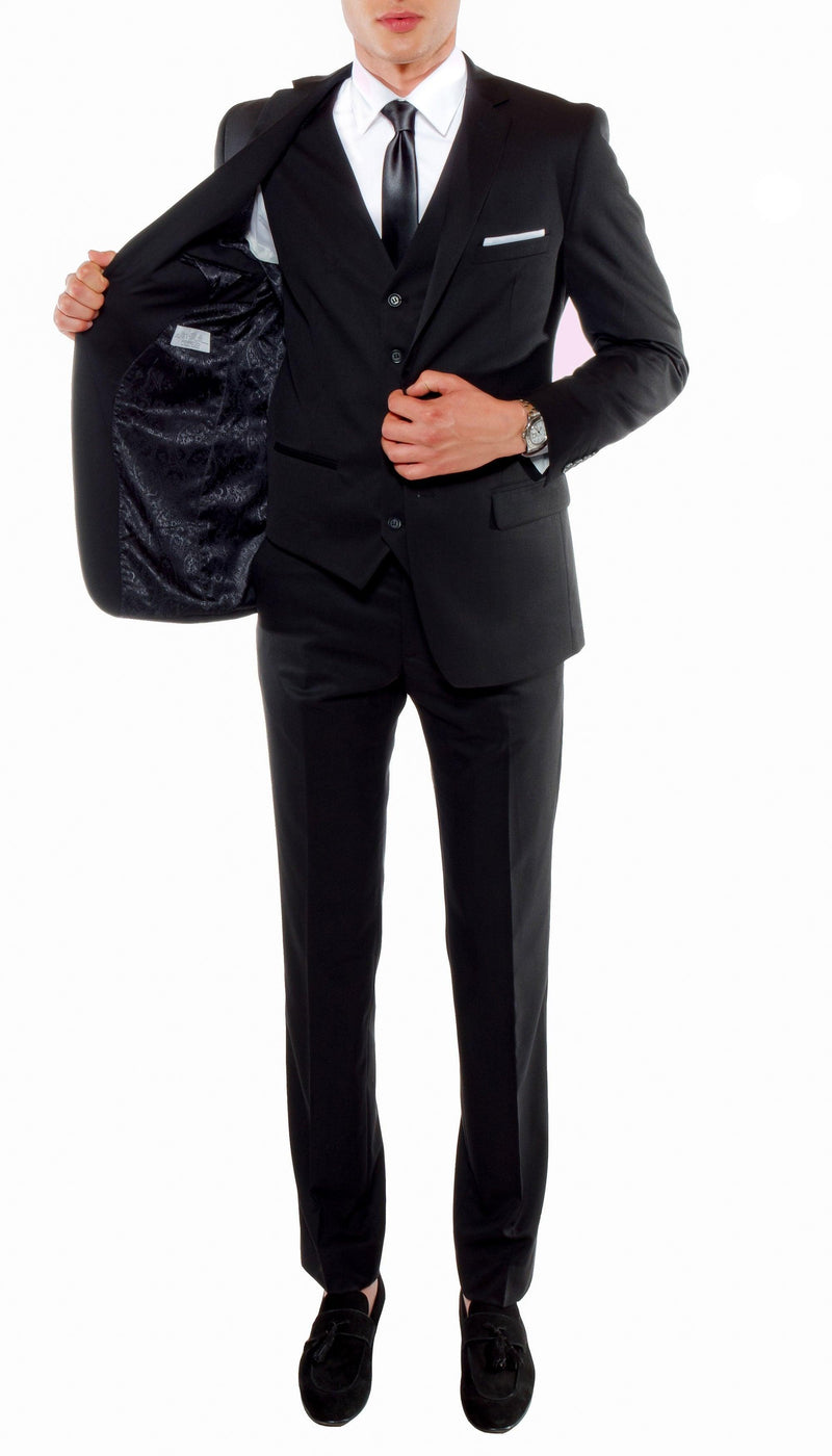 Ferrecci Mens Savannah Black Slim Fit 3 Piece Suit - Ferrecci USA