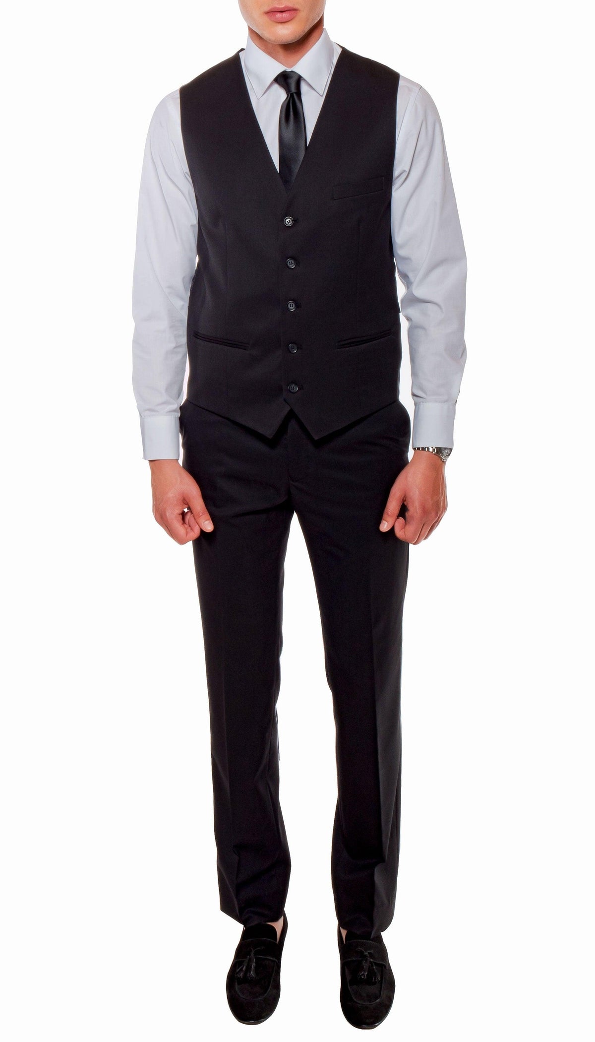 Ferrecci Mens Savannah Black Slim Fit 3 Piece Suit - Ferrecci USA