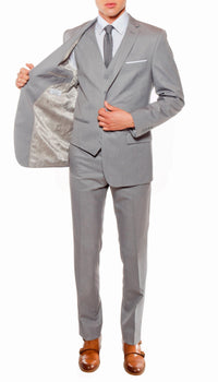 Ferrecci Mens Savannah Light Grey Slim Fit 3 Piece Suit - Ferrecci USA
