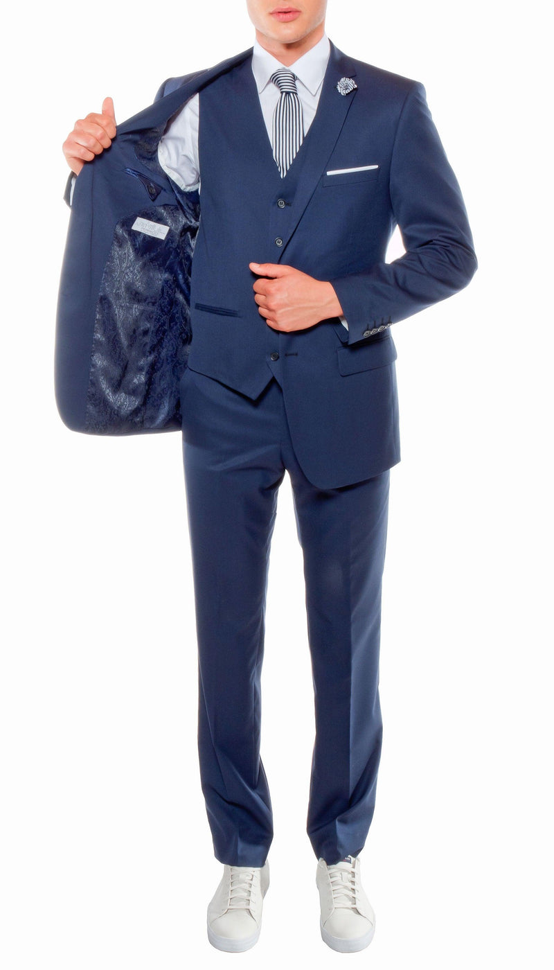 Ferrecci Mens Savannah Navy Slim Fit 3 Piece Suit - Ferrecci USA