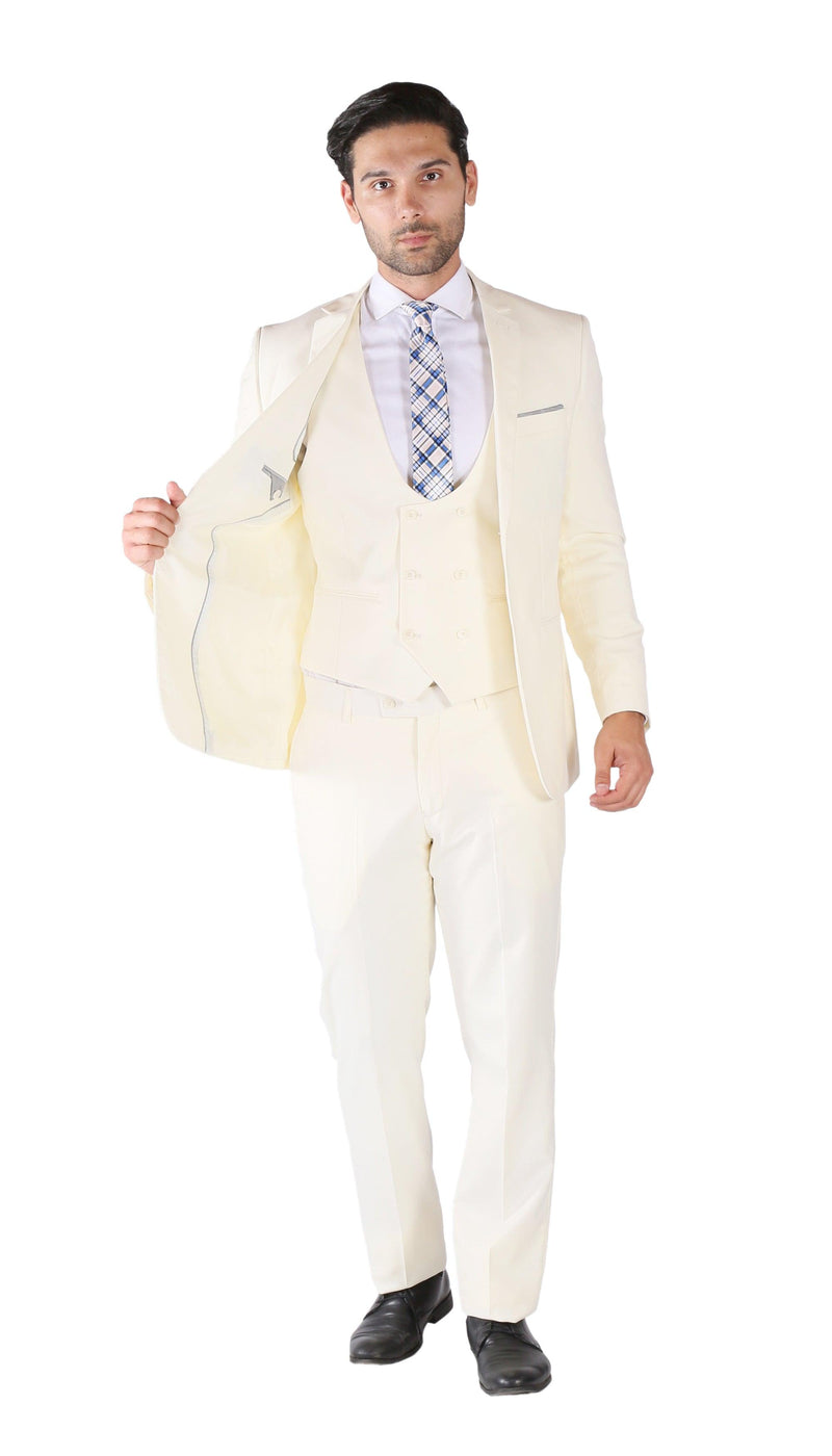 Hart 3pc Slim Fit Winter White Suit - Ferrecci USA