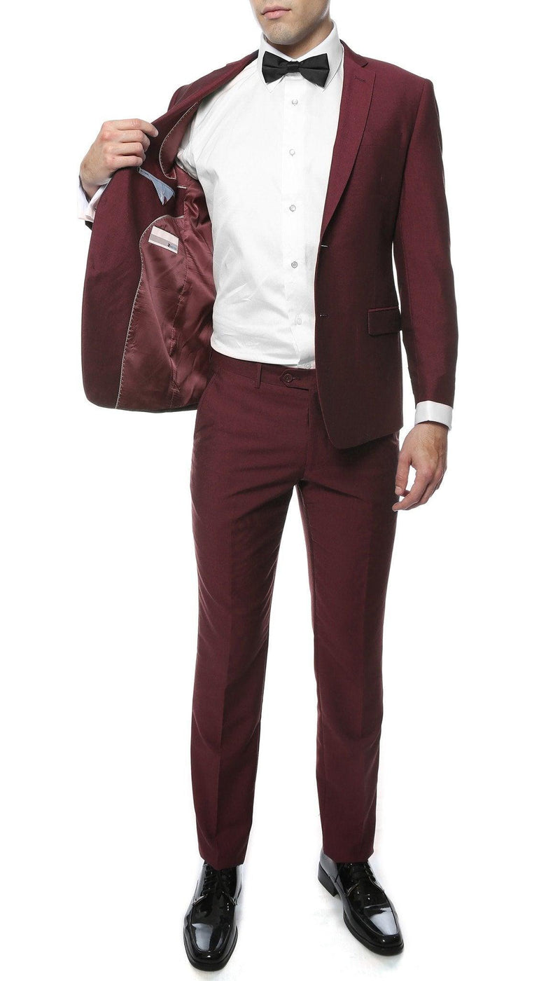 Hudson Burgundy Slim Fit 2 Piece Suit - Ferrecci USA