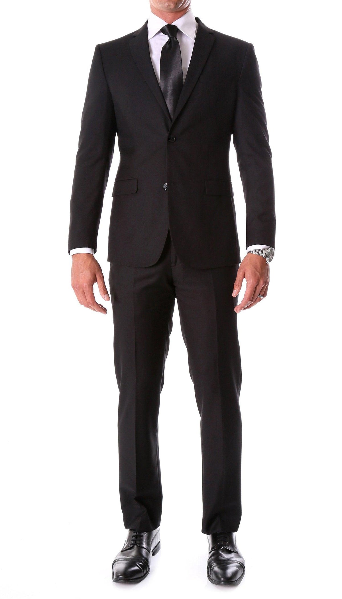 Oslo Black Notch Lapel 2 Piece Slim Fit Suit - Ferrecci USA