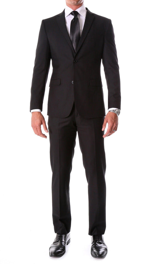 Oslo Black Notch Lapel 2 Piece Slim Fit Suit - Ferrecci USA
