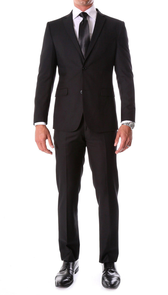 Oslo Black Notch Lapel 2 Piece Slim Fit Suit - Ferrecci USA
