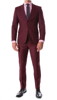 Oslo Burgundy Notch Lapel 2 Piece Slim Fit Suit - Ferrecci USA