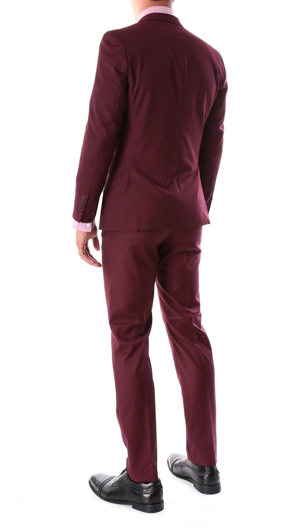 Oslo Burgundy Notch Lapel 2 Piece Slim Fit Suit - Ferrecci USA