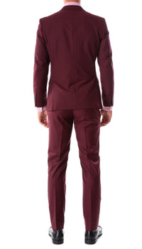 Oslo Burgundy Notch Lapel 2 Piece Slim Fit Suit - Ferrecci USA