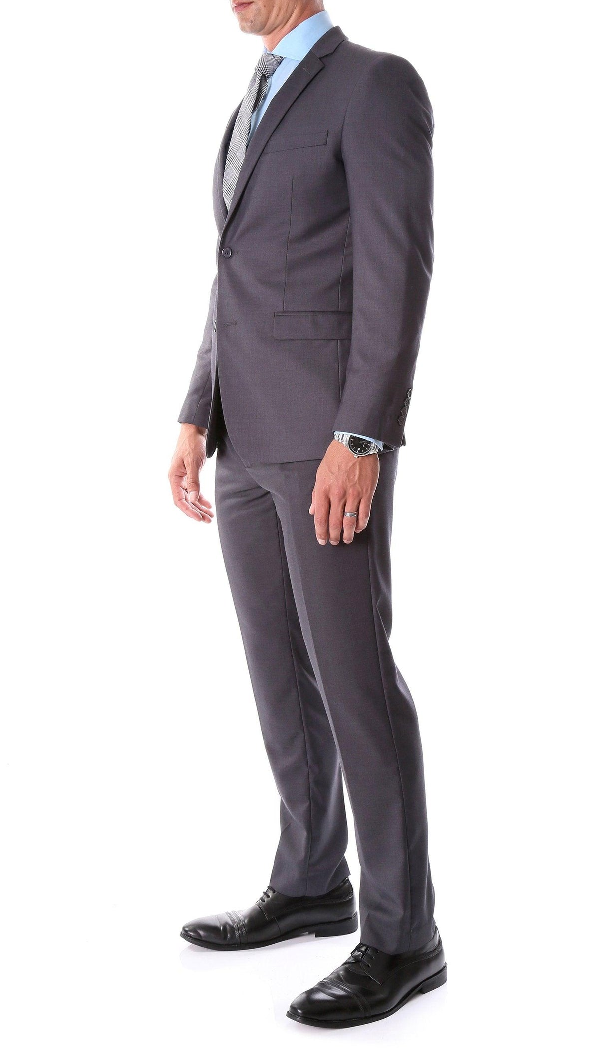Oslo Charcoal Notch Lapel 2 Piece Slim Fit Suit - Ferrecci USA