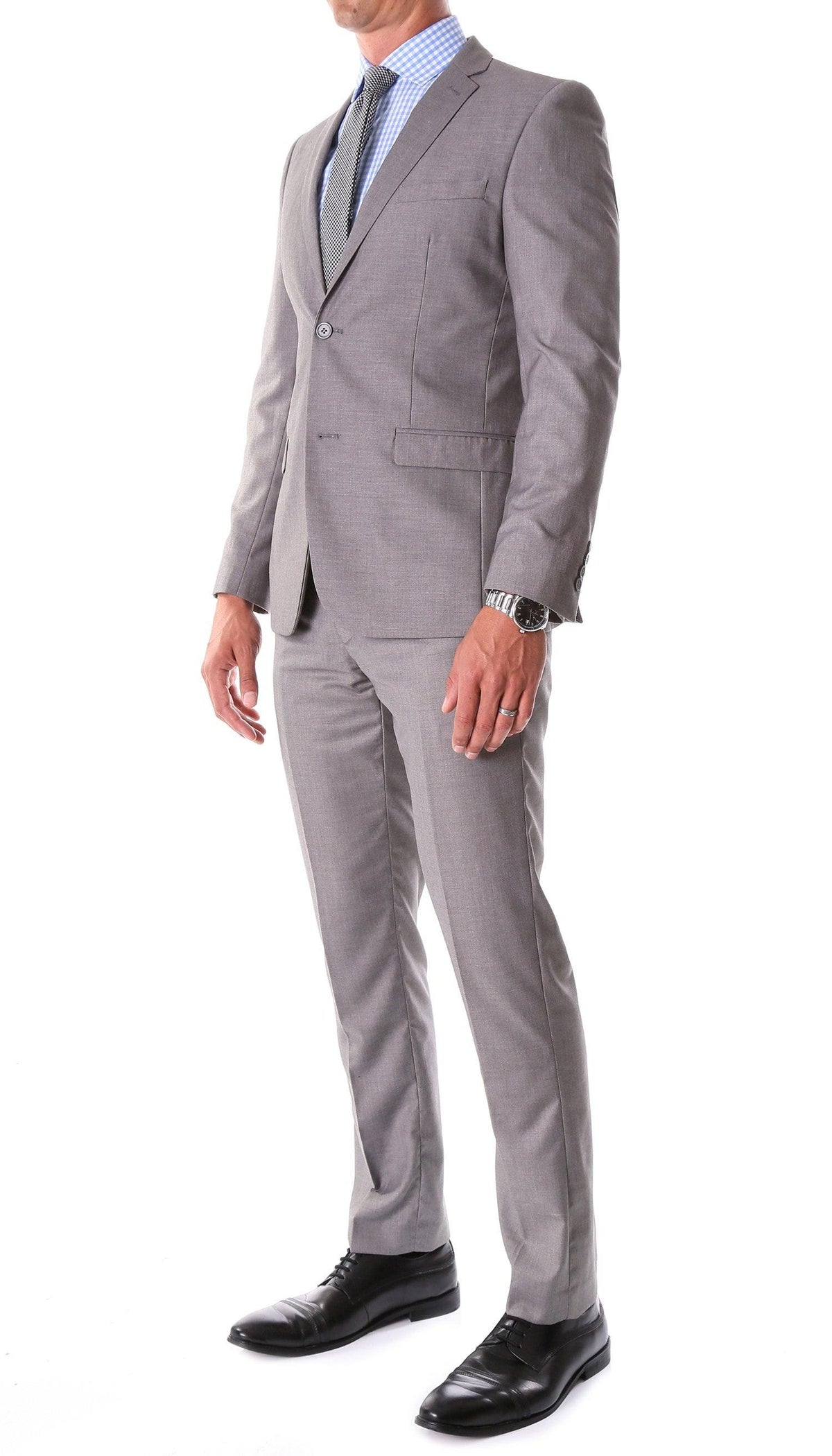 Oslo Grey Notch Lapel 2 Piece Slim Fit Suit - Ferrecci USA