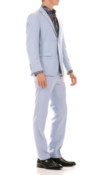 Oslo Sky Blue Slim Fit Notch Lapel 2 Piece Suit - Ferrecci USA