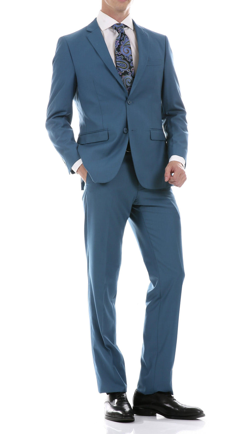 Oslo Teal Notch Lapel 2 Piece Slim Fit Suit - Ferrecci USA