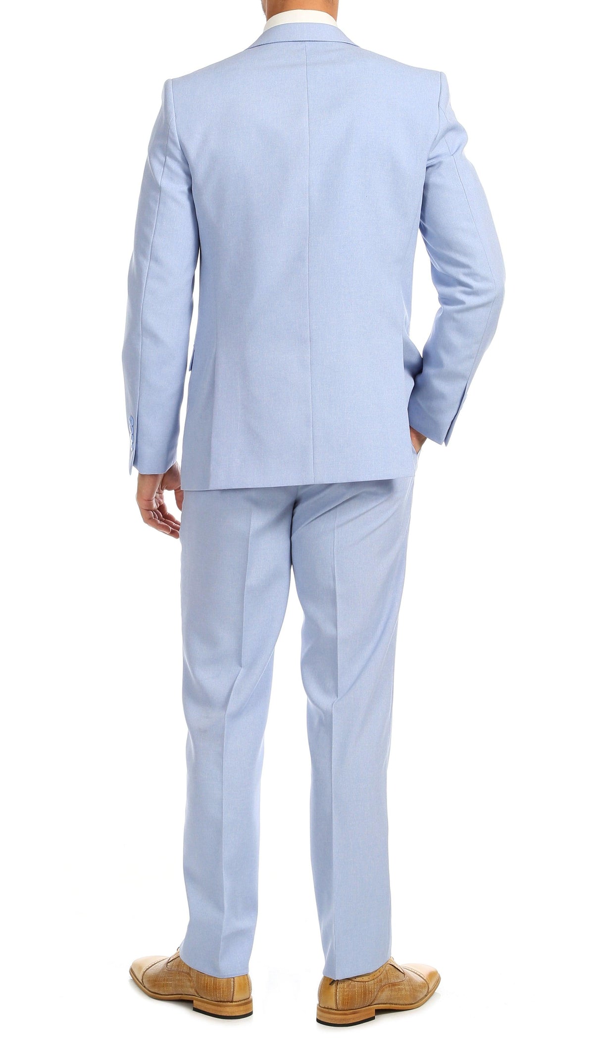 Paul Lorenzo Men's Sky Blue 2 Button Notch Lapel Slim Fit 2 Piece Suit - Ferrecci USA