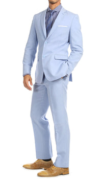 Paul Lorenzo Men's Sky Blue 2 Button Notch Lapel Slim Fit 2 Piece Suit - Ferrecci USA