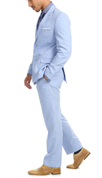 Paul Lorenzo Men's Sky Blue 2 Button Notch Lapel Slim Fit 2 Piece Suit - Ferrecci USA