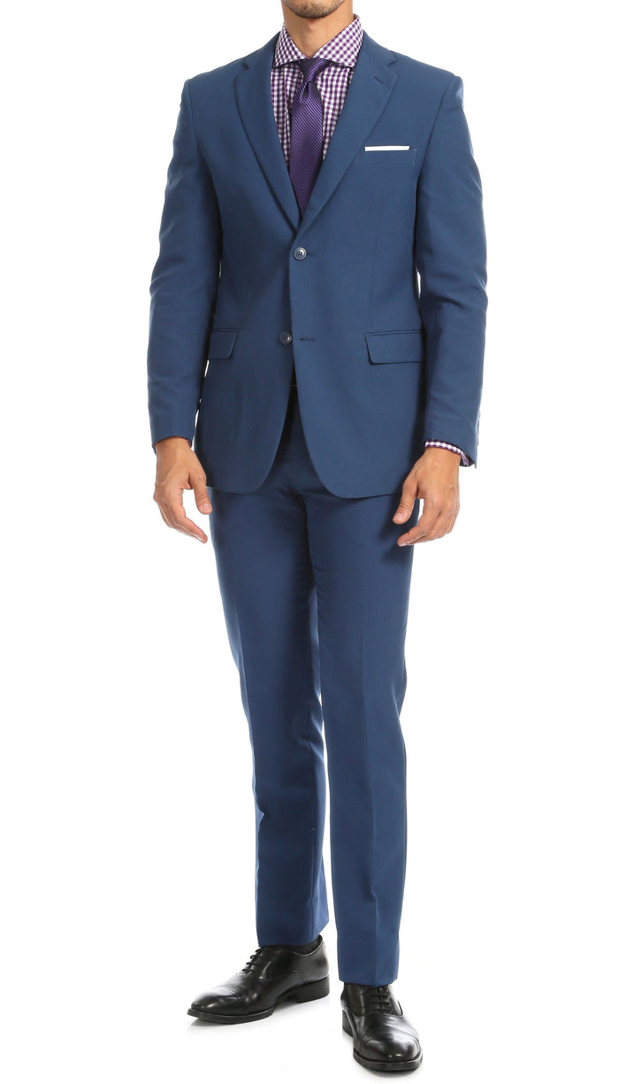 Paul Lorenzo Mens Indigo Slim Fit 2 Piece Suit - Ferrecci USA