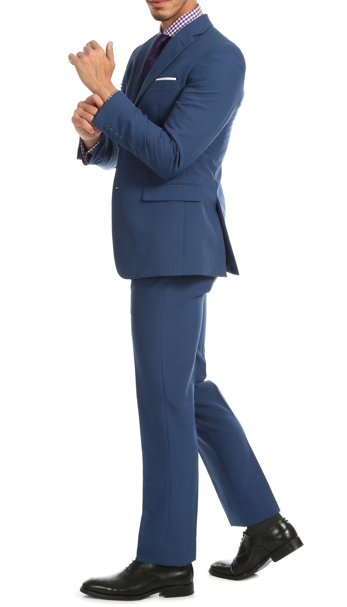 Paul Lorenzo Mens Indigo Slim Fit 2 Piece Suit - Ferrecci USA